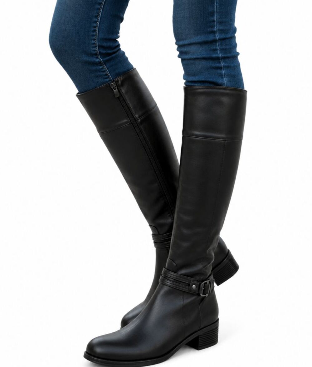 BANDOLINO Carlita Black Leather Riding Boot Size 8.5M